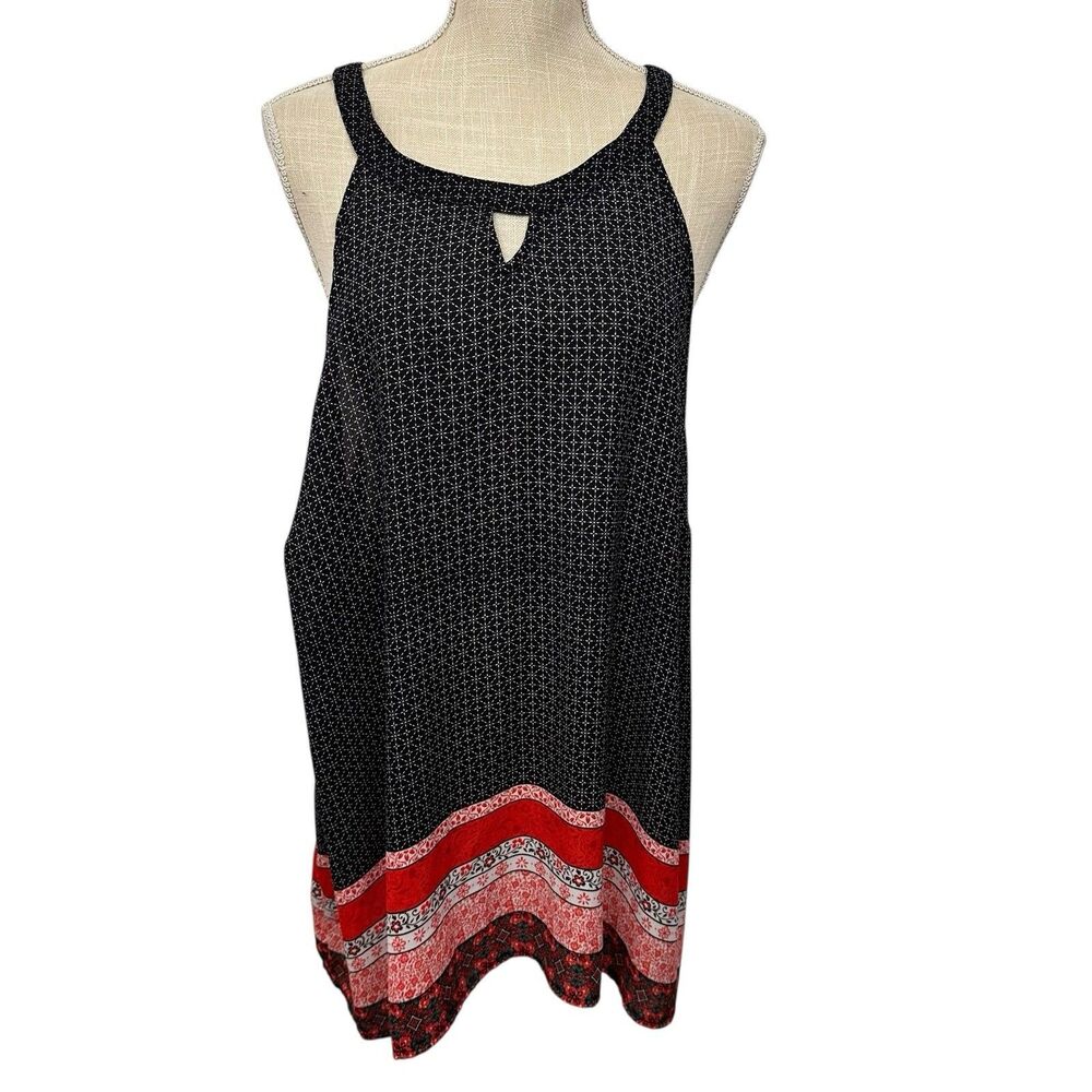 TORRID Mosaic Halter Top Keyhole Tank Floral Trim Womens Size 2XL Blue Red